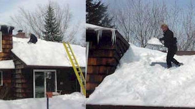 Farlige snømengder truer bygg