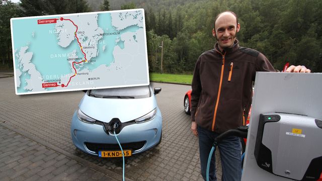 Harm (44) kjørte elbil fra Nederland til Geiranger
