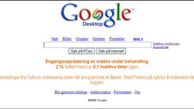 Bruk Google Desktop som «skrivebord»