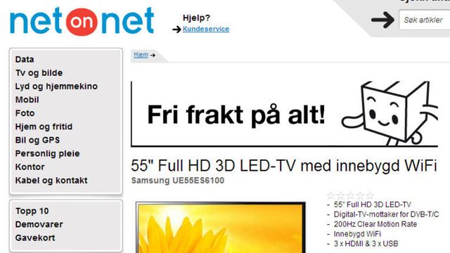 Innfører fri frakt på alt