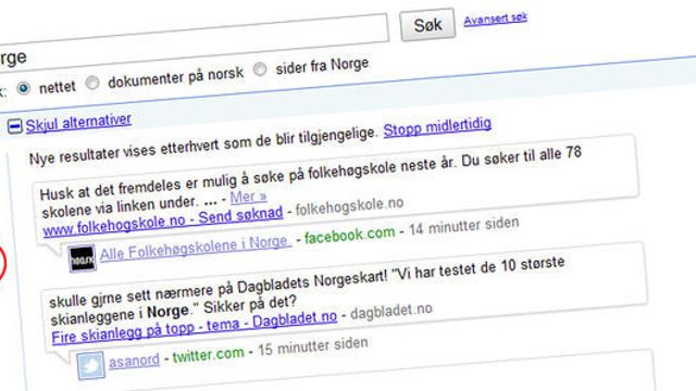 Google med norske nyheter på direkten