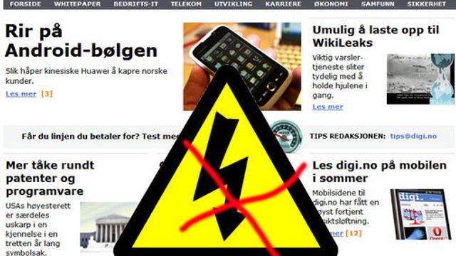 Digi.no slått ut av strømbrudd