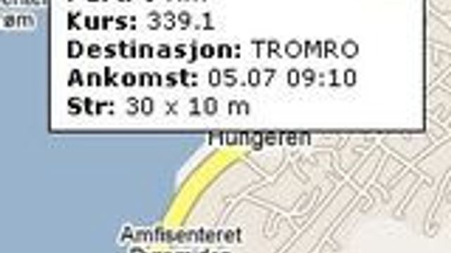 Viser skipstrafikk med Google Maps