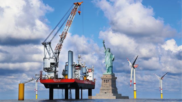 Installerer USAs første havvindpark: Det norske fartøyet vil ruve 40 meter høyere enn Frihetsgudinnen
