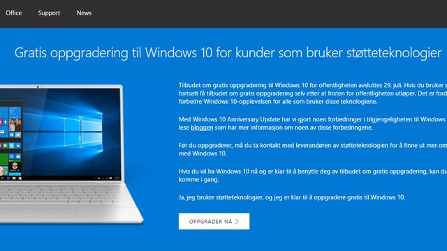 Mange kan fortsatt oppgradere gratis til Windows 10