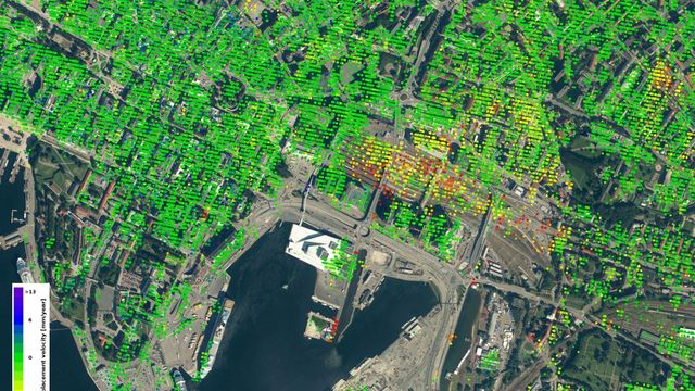 Se de ferskeste satellittbildene som viser hvor mye byggene i Bjørvika synker