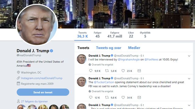 Stengte Twitter-kontoen til Trump