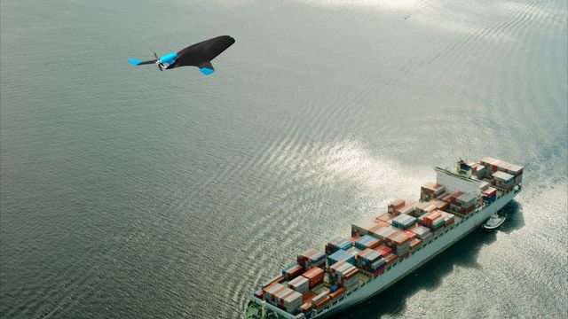 En selvflygende drone skal frakte gods og lande på sjøen