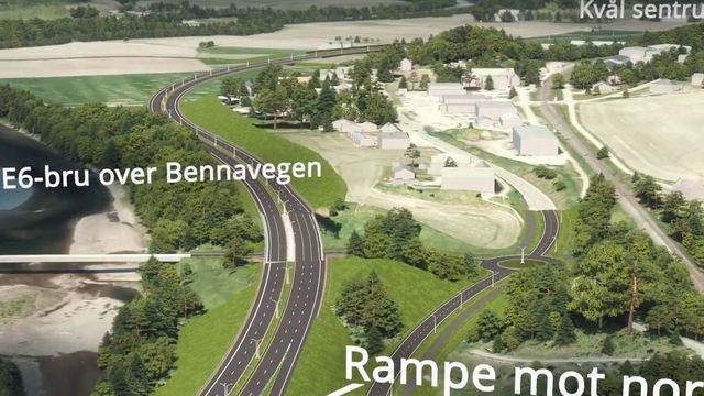 Slik kan E6 mellom Melhus og Kvål i Trøndelag bli seende ut