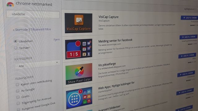 Nå kan du kun installere Chrome-utvidelser fra Chrome-butikken