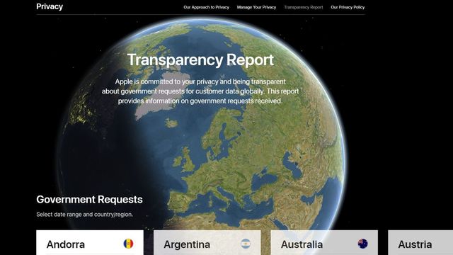 Apple lanserer ny nettside som gjør det enkelt å sjekke hvor mange ganger myndighetene har bedt om innsyn i brukerdata
