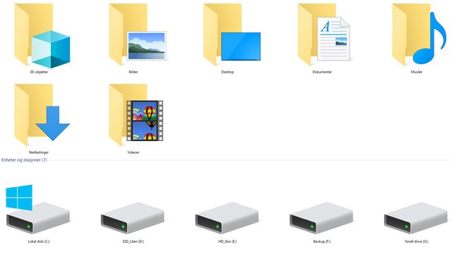 Flytt gjerne «dokumentmappene» i Windows til en annen partisjon eller disk