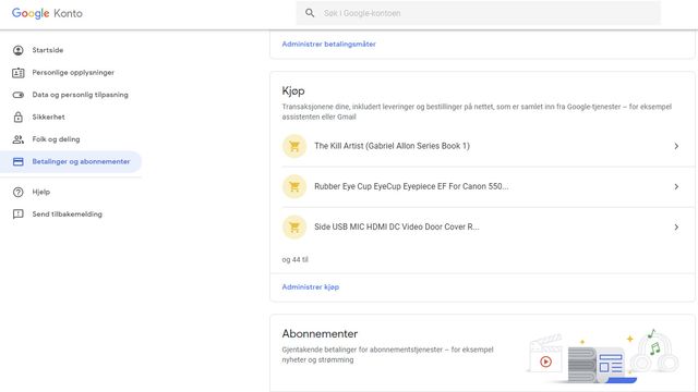 Google tilbyr oversikt over «alt» du har handlet