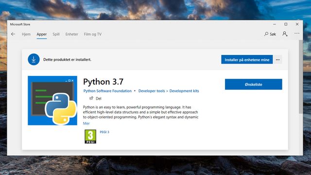 Nå er Python tilgjengelig fra Microsoft Store