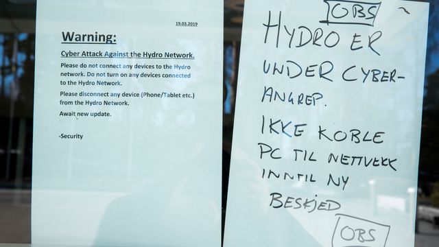 Kyberangrep kan ha kostet Hydro opptil 350 millioner kroner