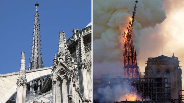 Notre-Dame-katedralen i Paris ødelagt i en voldsom brann