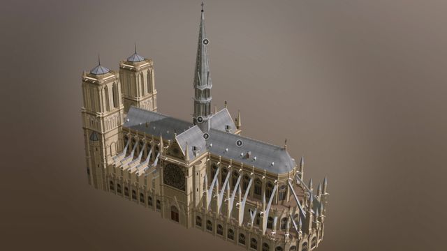 Utforsk 3D-modellen av Notre-Dame