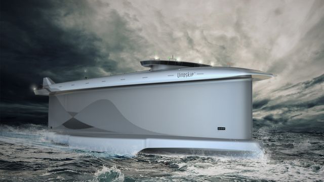Norsk autonomt skip med vindkraft designes for bilfrakt over Atlanteren