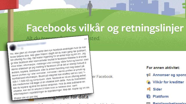 Nei, det hjelper ikke å skrive at du ikke aksepterer Facebooks vilkår