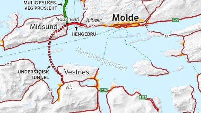 E39-tunnelen under Romsdalsfjorden kan bli en kilometer kortere