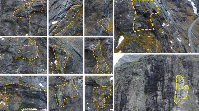 Disse 11 steinblokkene truer med å rase ned på Trollstigen. Nå vil Vegvesenet ha hjelp til å finne ut hvordan de kan sikres