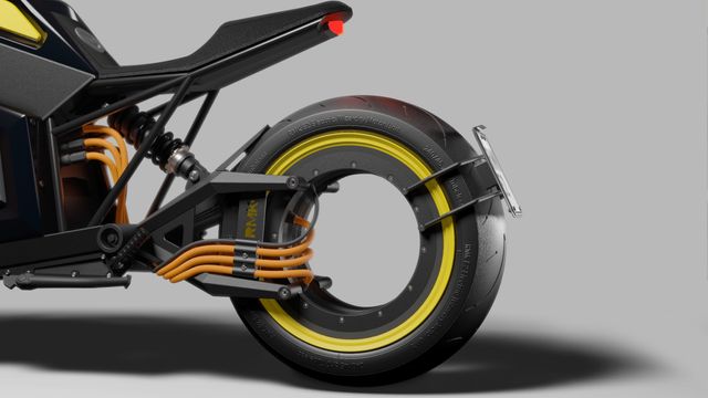 Denne motorsykkelen er finsk, futuristisk og har elektrisk motor i et navløst bakhjul