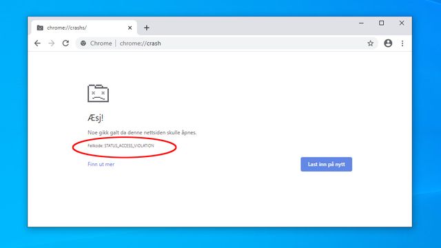 Chromium-baserte nettlesere kan få egne krasjkoder tilsvarende BSOD