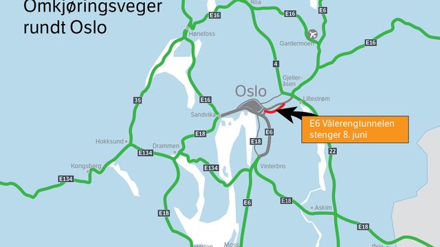 Nå blir det kø i Oslo: Ett løp av Vålerengatunnelen stenges ett år