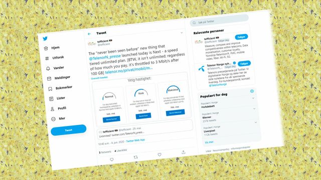 Twitterkrangel om Telenors «ubegrensede» tilbud