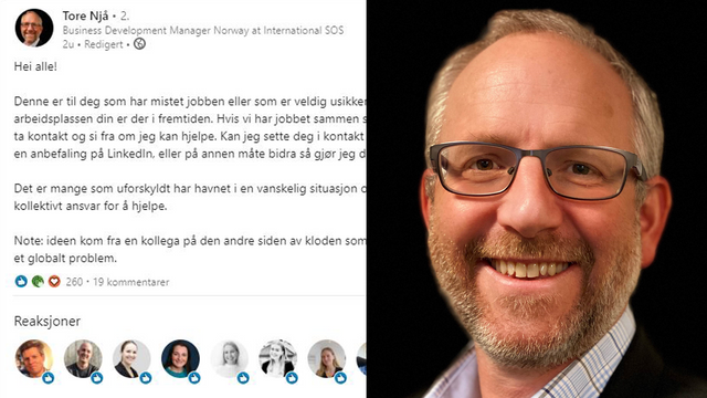 Permitterte eks-kolleger tok kontakt da Tore tilbød hjelp på LinkedIn