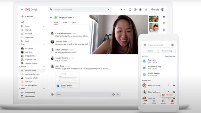 Gmail blir tett integrert med både Meet, Chat og resten av G Suite