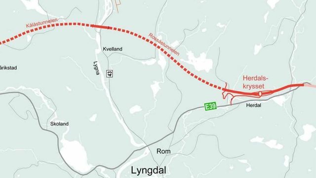 Nye Veier har lyst ut byggingen av 11 kilometer ny E39 forbi Lyngdal i Agder