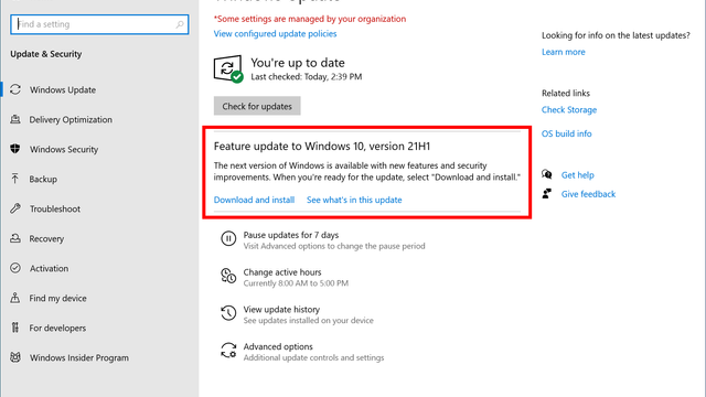 Windows 10 May 2021 Update er sannsynligvis ferdigutviklet