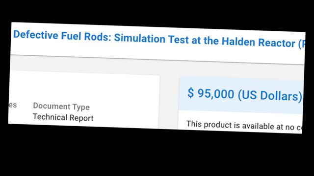 Selger teknisk rapport for 95.000 dollar fra test i Haldenreaktoren som er gransket for juks