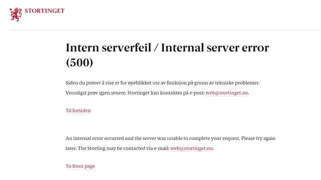 Stortingets nettsider var nede