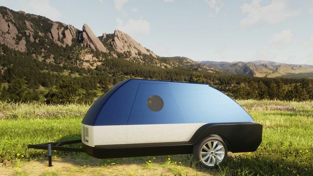 Denne campingvogna kan lade elbilen mens du sover