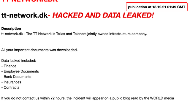 Telenors og Telias tårnselskap i Danmark er utsatt for ransomware-angrep