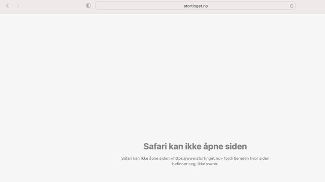 Stortinget.no oppe etter nedetid fredag morgen