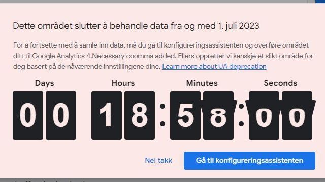 Slutt for Google Analytics 3