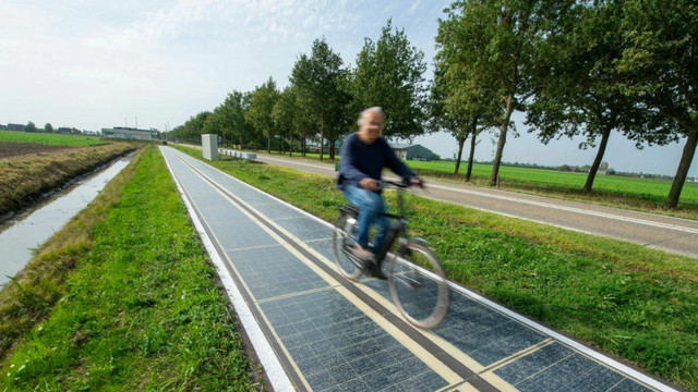 Trosser fiaskoen – tester nye sykkelfelt med solcellepaneler