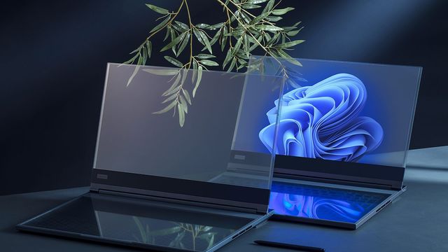 Denne bærbare PC-en kombinerer gjennomsiktig skjerm med kunstig intelligens