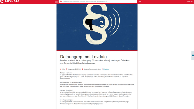 Lovdatas nettsider utsatt for dataangrep