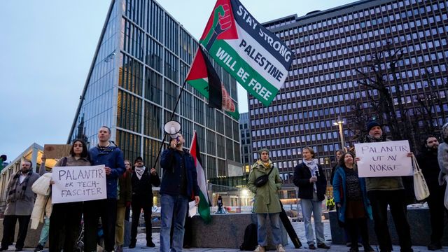 Protester mot regjeringens samarbeid med Palantir