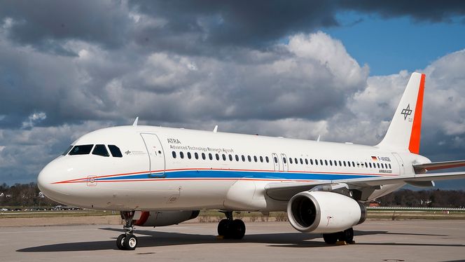 Dette er det tyske luft- og romfartssenterets testfly Atra - et ombygd Airbus A320.