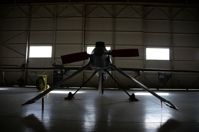 163. Reconnaissance Wing har også MQ-1 Predator i flåten.Her på plass i hangaren på March ARB i California.