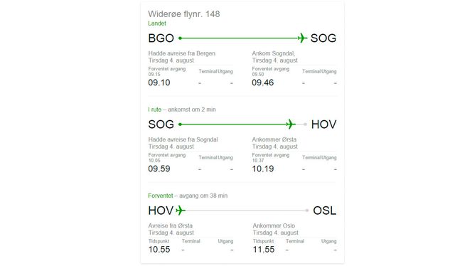 Flytider finner du enkelt om du vet flightnummeret.