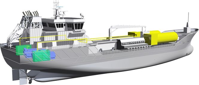 Plassering av motorer og gasstankene på Bergen Viking. Olje- og produkttankeren er 95 meter lang, 17 meter bred og ble bygget i 2007.