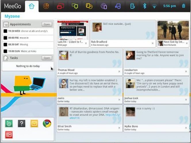 Myzone-delen av brukergrensesnittet til MeeGo 1.0 for Netbook. Bilde: MeeGo