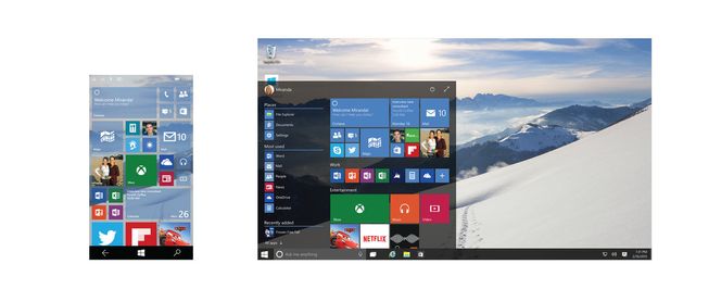 Startskjermen på nye Windows 10 - både på mobil og pc. Bilde: Microsoft