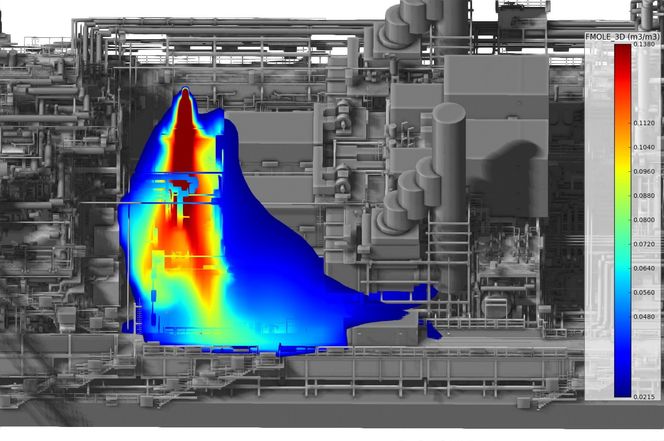 Terra Nova utenfor Canadas kyst. Produksjonsskip, M09 simulering av gasslekkasje